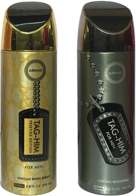 

Armaf TAG-HIM GOLD AND TAG-HIM SILVER (PACK OF 2) Body Spray - For Men(200 ml, Pack of 2)