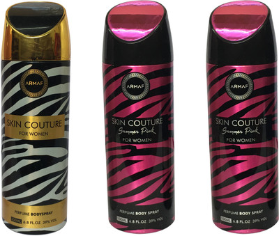 

Armaf 1 SKIN COUTURE AND 2 SKIN COUTURE SUMMER PINK (PACK OF 3) Body Spray - For Women(200 ml, Pack of 3)