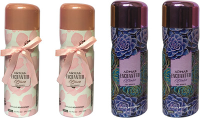 

Armaf 2 ENCHANTED BLOOM AND 2 ENCHANTED VOILET (PACK OF 4) Body Spray - For Women(200 ml, Pack of 4)