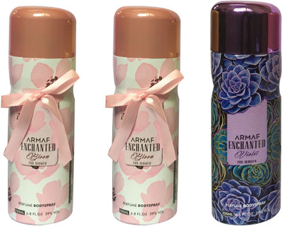 

Armaf 2 ENCHANTED BLOOM AND 1 ENCHANTED VOILET (PACK OF 3) Body Spray - For Women(200 ml, Pack of 3)