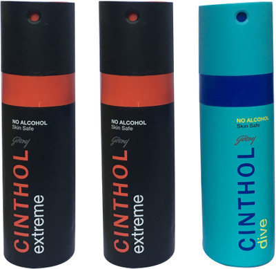CINTHOL 2 EXTREME ,1 DIVE (PACK OF 3) Body Spray - For Men & Women(150 ml, Pack of 3)