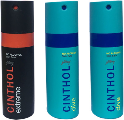 

CINTHOL 1 EXTREME ,2 DIVE (PACK OF 3) Body Spray - For Men & Women(150 ml, Pack of 3)