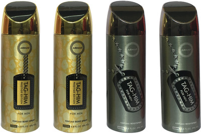 

Armaf 2 TAG-HIM GOLD AND 2 TAG-HIM SILVER (PACK OF 4) Body Spray - For Men(200 ml, Pack of 4)
