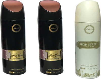 

Armaf 2 TRESFOUR AND 1 HIGH STREET (PACK OF 3) Body Spray - For Women(200 ml, Pack of 3)
