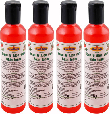 

Khadi India Santosh Rose & Aloe vera Skin toner (Pack of 4) Each of (210 ml)(840 ml)