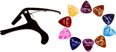 PENNYCREEK Guitar Capo With 10 Picks Spring Guitar Capo(BLACK)