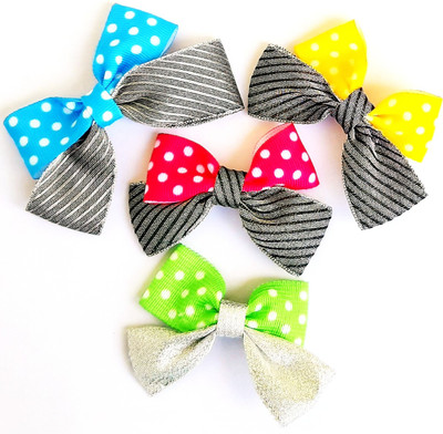 

KEJO CREATIONS KEJO A BLEND OF GROSGRAIN RIBBON WITH SILVER RIBBON INTO BOWS AND CLIPS FOR BABY GIRLS/ GIRLS Hair Clip(Yellow, Blue, Grey, Pink, Green, Orange, Silver)