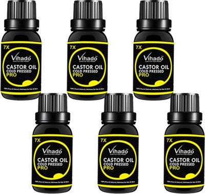 

VIHADO 100% Natural Cold pressed castor oil Hair Oil 7x Pro (30 ml) (Pack of 6) Hair Oil(30 ml)