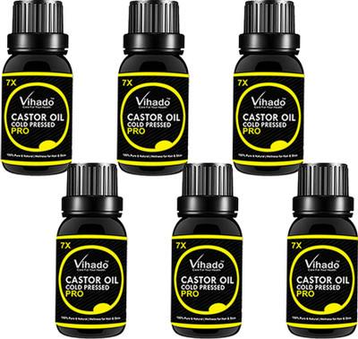 

VIHADO 100% Natural Cold pressed castor oil Hair Oil 7x Pro (30 ml) (Pack of 6) Hair Oil(30 ml)