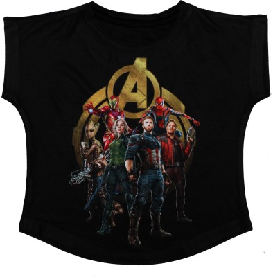 Marvel Avengers Girls Casual Cotton Blend, Polycotton Top(Black, Pack of 1)