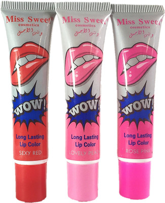 

Miss Sweet Lip Color Combo Of 3 Lovely Ravishing Colors(15 ml, Lovely Peach, Rose Pink, Sexy Red)