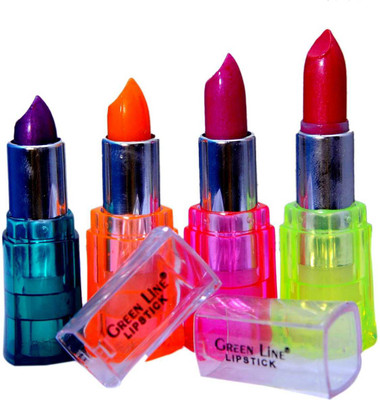 

Green line Green line' hot, bold and long lasting 4 lipstick(Rani,Mahroon,Red,Natural)