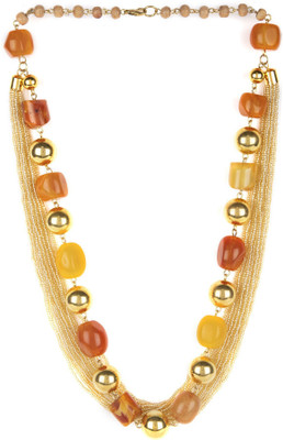 VFI Multicolor Natural Stone with Glass Beads Fancy Necklace Amber, Moonstone Gold-plated Plated Alloy, Stone, Glass Layered Flipkart