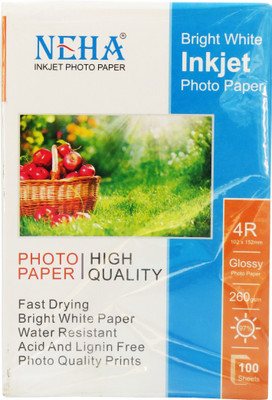 

NEHA 4X6 GLOSSY 260GSM PLAIN 4X6 Photo Paper(Set of 1, White)