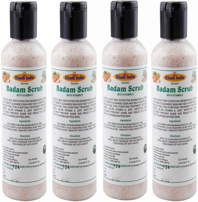 

Khadi India Santosh Badam Scrub With Vitamin-E (Pack of 4) Each of (210 ml) Scrub(840 ml)