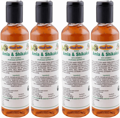 Khadi India Santosh Amla & Shikakai With Vitamin-E (Pack of 4) Each of (210 ml)(840 ml)