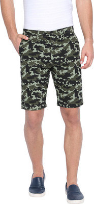 BASICS Printed Men Green Regular Shorts