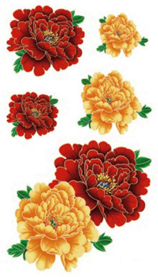 

SENECIO® Yellow Red Peony Waterproof Temporary Body Tattoo(Floral)