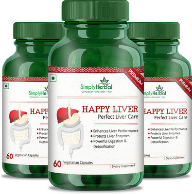 

Simply Herbal Happy Liver 800 mg (Perfect Liver Care) 60 Veg. Capsules (3)(180 No)