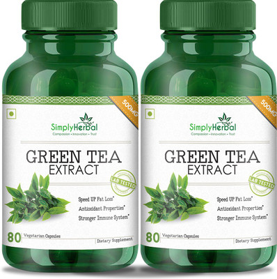 

Simply Herbal Green Tea Extract 100% Natural Potent 500 Mg Veg Capsules - 80 Count (Pack of 2)(160 No)