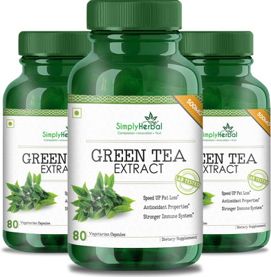 

Simply Herbal Green Tea Extract 100% Natural Potent 500 Mg Veg Capsules - 80 Count (Pack of 3)(240 No)