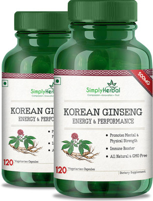 

Simply Herbal Korean Ginseng 500mg 120 Veg Capsules (240)(240 No)