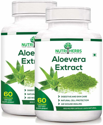 

Nutriherbs 100% Natural & Organic Aleovera Extract 800 Mg 60 Capsules (Pack Of 2)(2 No)