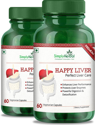 

Simply Herbal Happy Liver 800 mg (Perfect Liver Care) 60 Veg. Capsules (2)(120 No)