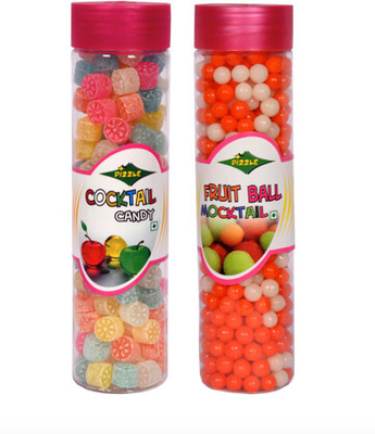

Dizzle 250g Fruit Ball Macktail 250g Mix flavor, orange, litchi Candy(Pack of 2)