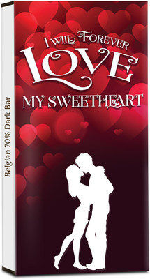 

Chocholik Valentines Day Gift - I Will Forever Love You My Sweatheart - 70% Dark Belgium Chocolate Bars(100 g)