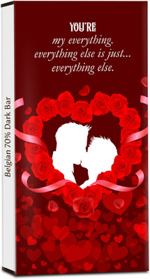 

Chocholik Valentines Day Gift - You Are My Everything - 70% Dark Belgium Chocolate Bars(100 g)