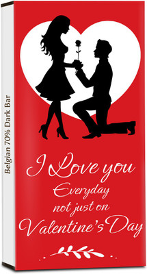 

Chocholik Valentines Day Gift - I Love You Everyday Not Just Valentine's day - 70% Dark Belgium Chocolate Bars(100 g)