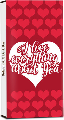 

Chocholik Valentines Day Gift - I Love Everything About You - 70% Dark Belgium Chocolate Bars(100 g)