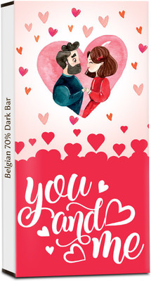 

Chocholik Valentines Day Gift - You and Me On This Valentine - 70% Dark Belgium Chocolate Bars(100 g)