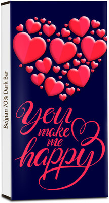 

Chocholik Valentines Day Gift - You Make Me Happy - 70% Dark Belgium Chocolate Bars(100 g)
