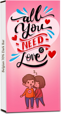 

Chocholik Valentines Day Gift - Love Is All We Need - 70% Dark Belgium Chocolate Bars(100 g)