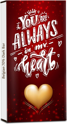 

Chocholik Valentines Day Gift - You are Always in My Heart My Beautiful Lady - 70% Dark Belgium Chocolate Bars(100 g)