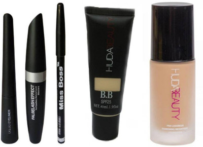 

Miss Boss Eyebrow Black Pencil With Mascara & Liquid Eyeliner with BB Liquid Foundation With Fair Foundation Primer for All Skin Type (Set of 5)(Set of 3)