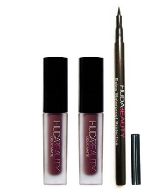 

Huda Beauty Liquid Mattee LIQUID MATTE LIPSTICK WITH WATERPROOF EYE LINER PACK(Set of 3)