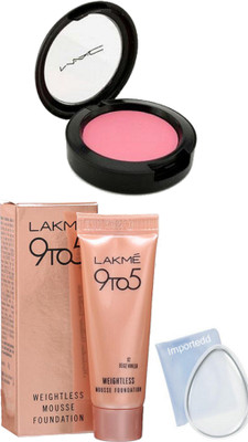 importedd silicon puff, blusher, water weight mousse foundation(Set of 3)