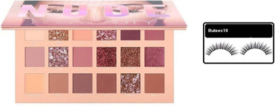 

Butees18 Huda Beauty Combo of New Nude Edition Eye-shadow Pallete 18 g With 1 Pair Eyelashes (Set of 2)(Set of 2)