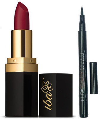 iba halal care Iba halal care Berry punch Pure Long stay Matte Lipstick with Black Waterproof Eyeliner(Set of 2)