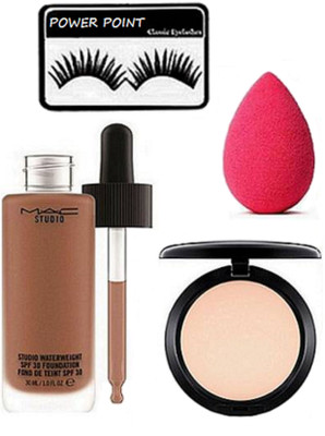 

power point Eyelashes , Compact , Studio Waterweight Liquid Foundation With Spong Puff(Set of 4)