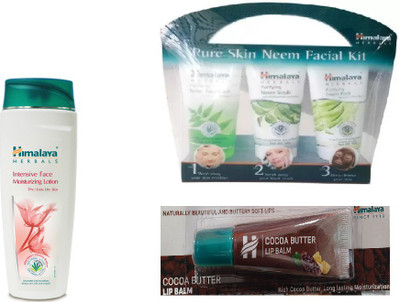 

Himalaya Intensive Face Moisturizing Lotion, Pure Skin Neem Facial Kit, Cocoa Butter Lip Balm(Set of 3)