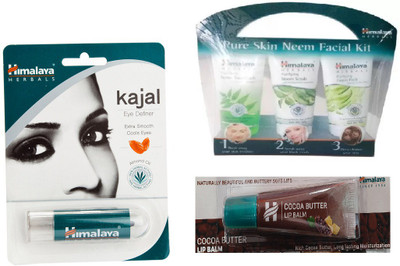 

Himalaya Kajal Eye Definer, Pure Skin Neem Facial Kit, Cocoa Butter Lip Balm(Set of 3)