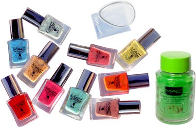 

importedd silicon puff, professional nail polish pack of 10 with nail polish remover(Set of 12)