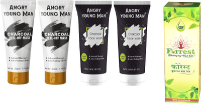 

Angry Young Man Charcoal Face Wash & Peel Off Mask 50 Gram ( Pack of 4) and Forrest Bhringraj Hair Oil 100 ML(Set of 5)