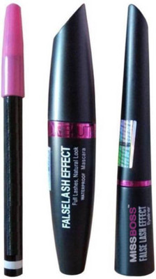

Miss Boss BB PLUS Eyebrow Pencil Black & Liquid EyeLiner & Mascara (3in1) (Set of 3)(Set of 3)