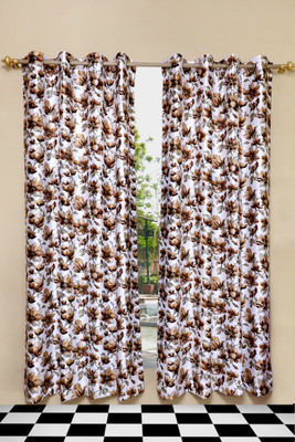 LA FABRICA 231.5 cm (8 ft) Polyester Window & Door Curtain (Pack Of 2)(Floral, COFFEE) Flipkart