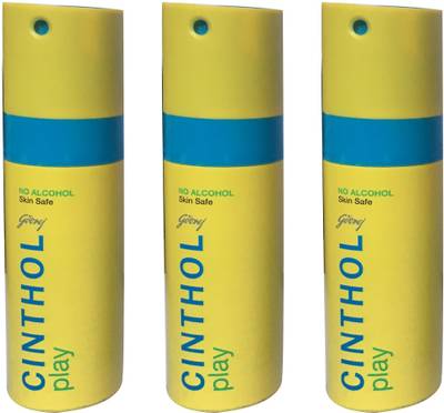 Cinthol PLAY (PACK OF 3) Deodorant Spray  -  For Men &amp; Women  (150 ml, Pack of 3)